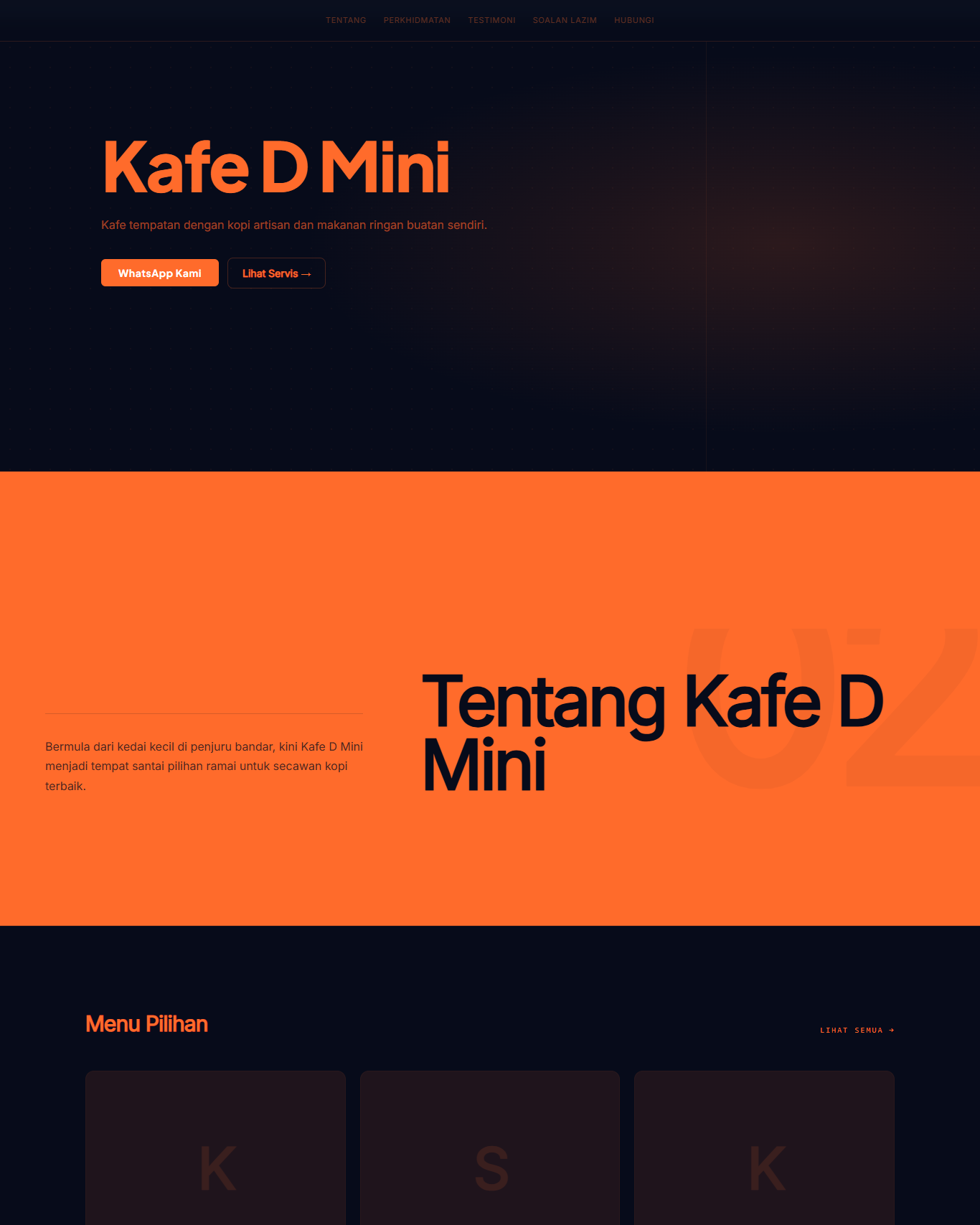 KadMeHQ cafe-style Site preview suitable for food sellers